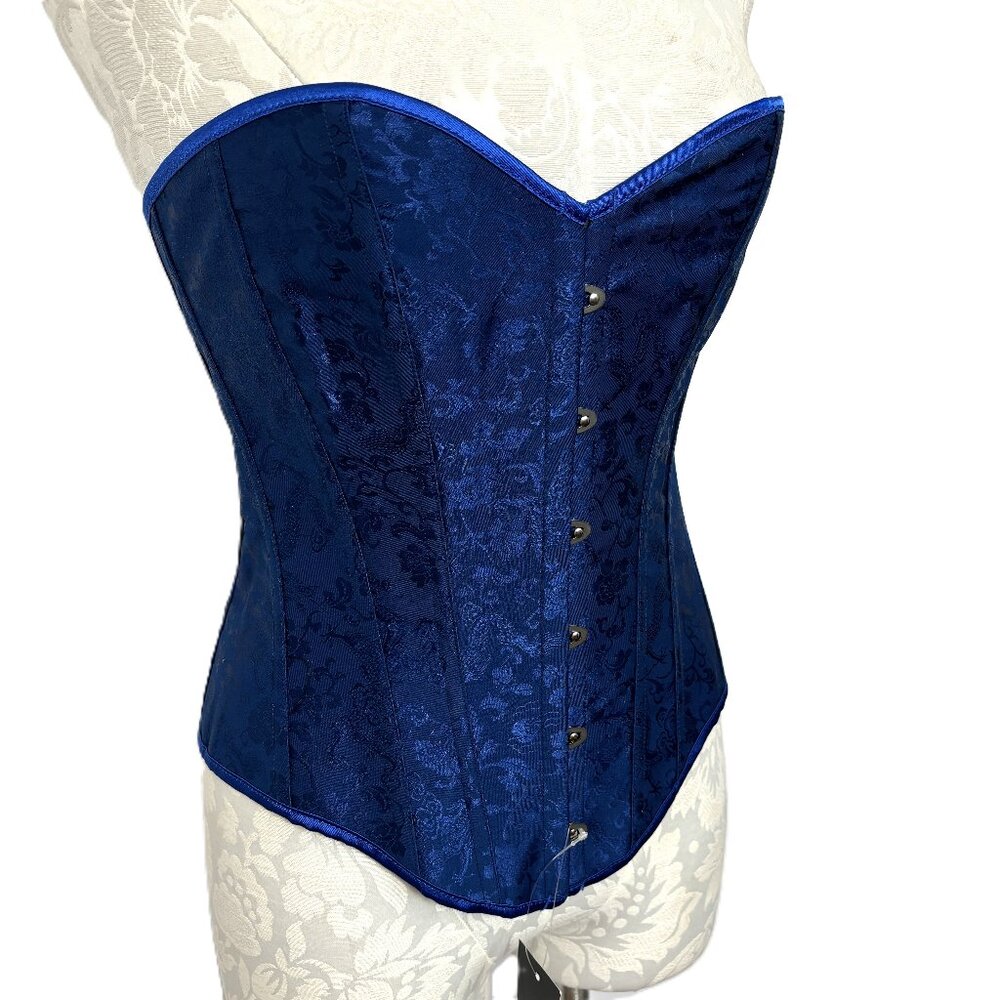Royal Blue Brocade Muka Corset Top Large NWT NOS